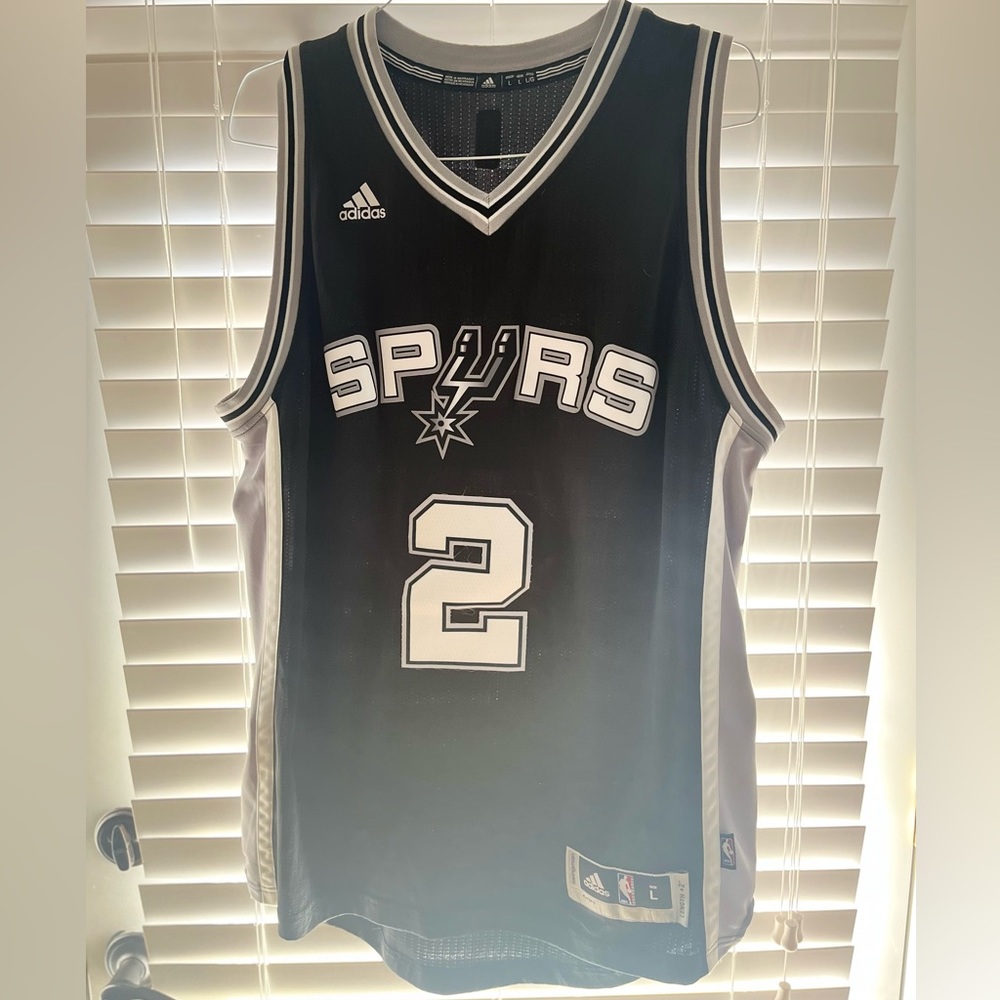 Leonard #2 Mens Large Adidas Black & Silver San Antonio Spurs Tank Top Jersey